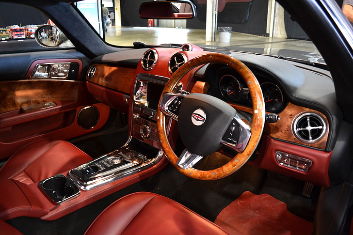 black and red car steering wheel, luxury cars, car, The Premier Group, HD wallpaper