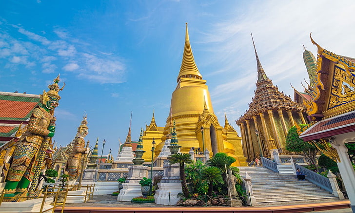 Pagoda Shwedagon, Thailand, Thailand, candi, Bangkok, arsitektur, bangunan, emas, Wallpaper HD