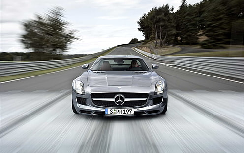 srebrny samochód Mercedes-Benz, samochód, Mercedes-AMG, Mercedes-Benz, Mercedes SLS, Mercedes-Benz SLS AMG, Mercedes SLS AMG, samochody srebrne, Tapety HD HD wallpaper