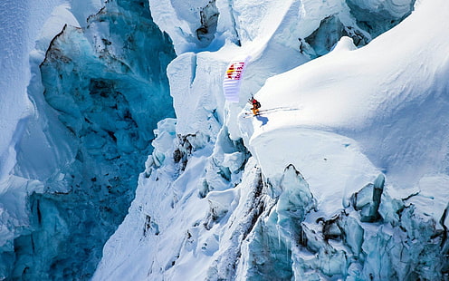 Аляска Снежна планина Ски парапланеризъм, HD тапет HD wallpaper