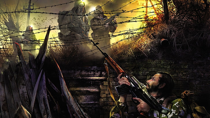 arte de soldados de guerra, S.T.A.L.K.E.R., Shadow of Chernobyl, Pripyat, apocalíptico, videogames, arte, HD papel de parede