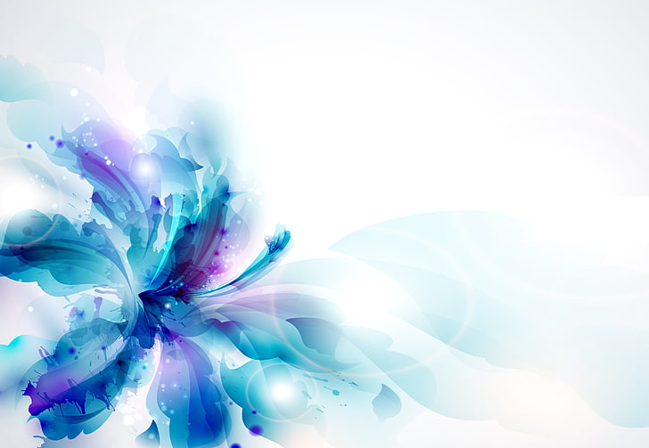 blue and purple petaled flower digital wallpaper, flower, squirt, blue, petals, brightness, pistil, HD wallpaper