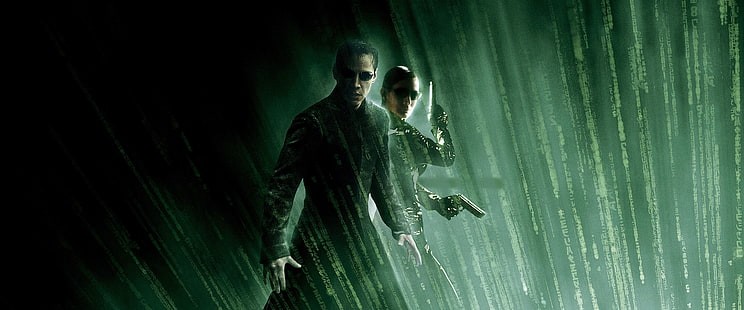 The Matrix, The Matrix Reloaded, Carrie-Anne Moss, Keanu Reeves, วอลล์เปเปอร์ HD HD wallpaper