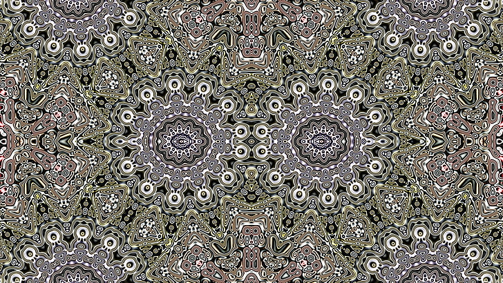 grå, vit och svart blommig matta, abstrakt, symmetri, mönster, HD tapet