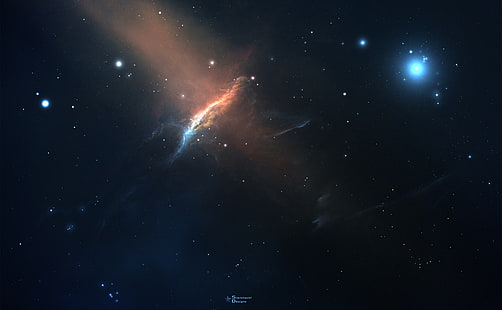 Puncak Kosmik, nebula biru dan oranye, Luar Angkasa, Galaxy, Luar Biasa, Kosmos, menarik, mempesona, luar biasa, ultrahd, starkiteckt, Wallpaper HD HD wallpaper