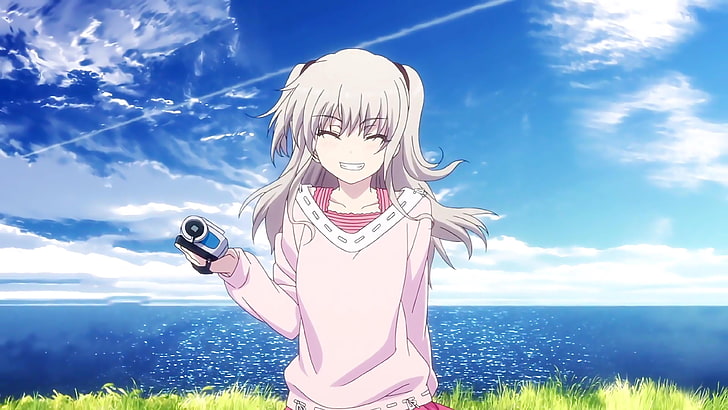 fondo de pantalla de personaje de anime femenino de pelo gris, nao tomori, charlotte, arte, Fondo de pantalla HD