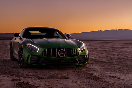 กระดานปรับสมดุลสีดำและสีเขียว, Mercedes-AMG GT R, รถสปอร์ต, รถยนต์สีเขียว, วอลล์เปเปอร์ HD HD wallpaper