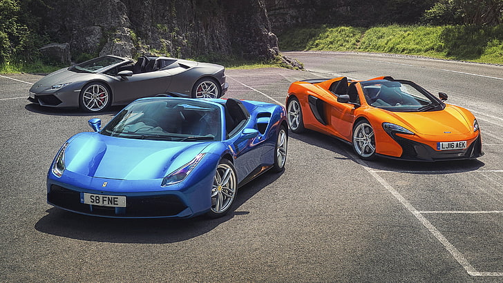McLaren, Lamborghini, Ferrari, cars, Spyder, supercars, Spider, Huracan, 650S, 488 GTB, HD wallpaper
