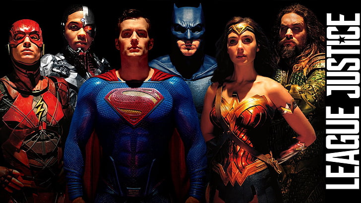 League Justice digital wallpaper, Justice League (2017), Man of Steel, Aquaman, Wonder Woman, Flash, Cyborg (DC Comics), DC Comics, movies, HD wallpaper