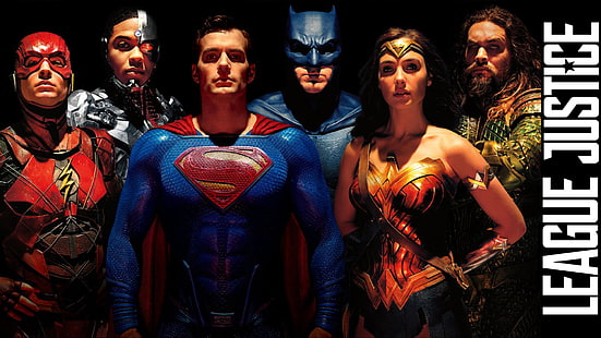 League Justice digital tapet, Justice League (2017), Man of Steel, Aquaman, Wonder Woman, Flash, Cyborg (DC Comics), DC Comics, filmer, HD tapet HD wallpaper