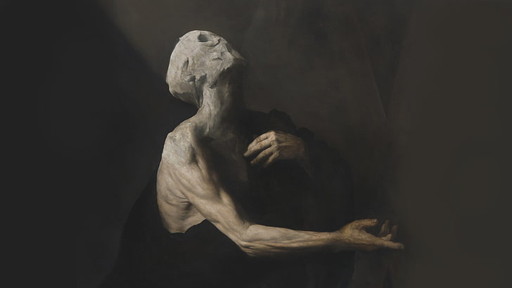 lukisan pria telanjang, lukisan cat minyak, menyedihkan, kesedihan, lukisan, horor, Wallpaper HD