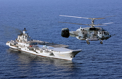 海、ヘリコプター、巡洋艦、ヘビー、Ka-29、空母、クズネツォフ提督、 HDデスクトップの壁紙 HD wallpaper