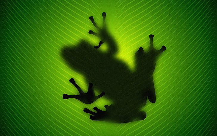 silhouette, frog, green, amphibian, Vladstudio, leaves, animals, HD wallpaper
