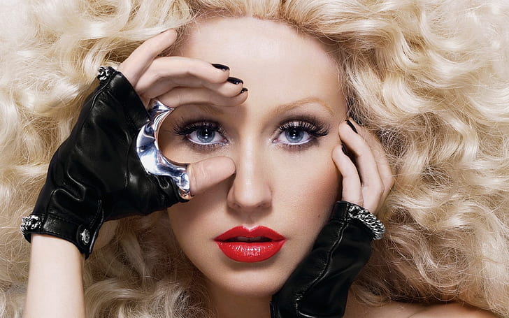 Christina Aguilera 09, woman blonde hair and black leather gloves, Christina, Aguilera, HD wallpaper