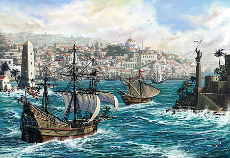 Meer, Schiff, Boot, Segelschiff, HD-Hintergrundbild HD wallpaper