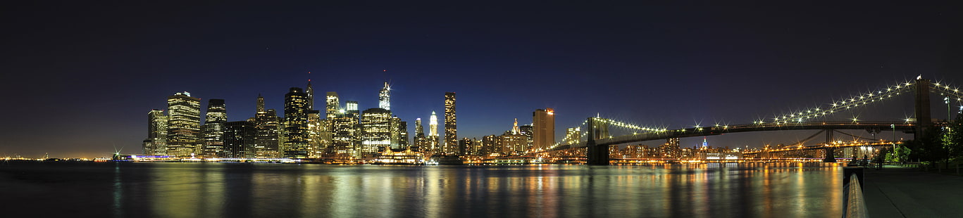 照明付きの都市高層ビル、マンハッタン、マンハッタン、ニューヨーク市、都市スカイライン、ブルックリン橋、マンハッタン-ニューヨーク市、都市景観、米国、夜、高層ビル、ブルックリン-ニューヨーク、イーストリバー、有名な場所、川、オフのlansdscape写真都市のシーン、都市、ダウンタウン地区、建築、マンハッタンのロウアー、イルミネーション、橋-人造構造、ニューヨーク州、夕暮れ、ハドソン川、建物外観、 HDデスクトップの壁紙 HD wallpaper