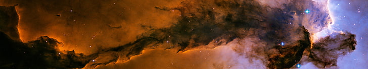 wallpaper galaksi, ESA, Hubble Deep Field, ruang, nebula, matahari, bintang, galaksi, Nebula Elang, banyak tampilan, tiga layar, Wallpaper HD