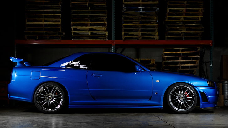 blue coupe, horizon, car, Nissan, skyline, sky, gtr, r34, the fast and the furious 4, HD wallpaper