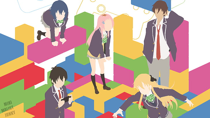 Anime, Gamers!, Aguri (Gamers!), Chiaki Hoshinomori, Karen Tendou, Keita Amano, Tasuku Uehara, HD wallpaper
