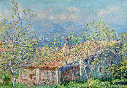 пейзаж, картина, Клод Моне, Къщата на градинаря, HD тапет HD wallpaper