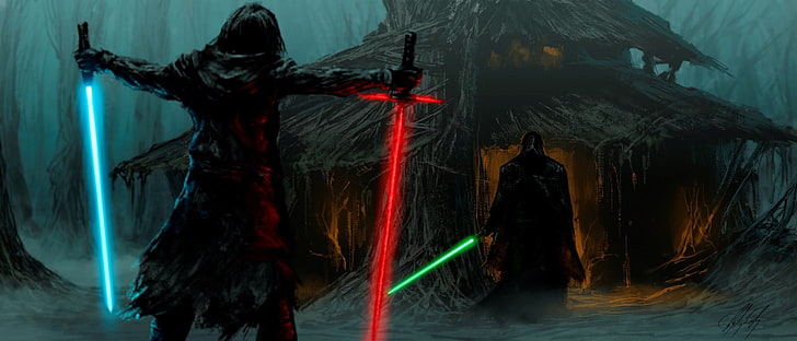 Star Wars, Kylo Ren, Lichtschwert, Luke Skywalker, HD-Hintergrundbild