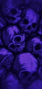 Череп и кости, фиолетовый фон, вертикальный, портретный дисплей, HD обои HD wallpaper