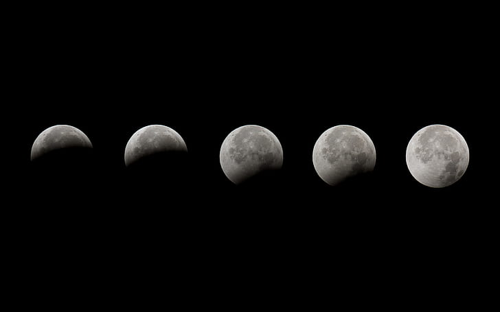the moon, Eclipse, phase, Lunar Eclipse, HD wallpaper
