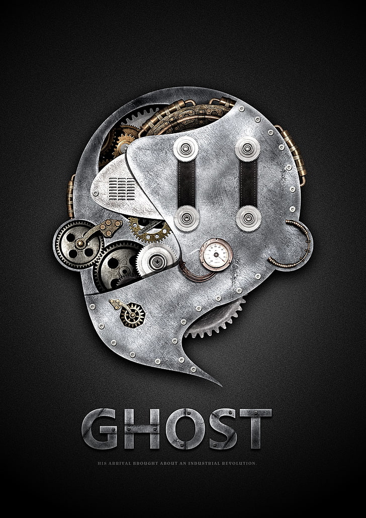 Ghost logo, mechanics, ghosts, gears, HD wallpaper