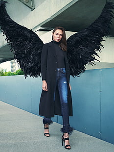 Gal Gadot, atriz, modelo, casaco preto, morena, HD papel de parede HD wallpaper