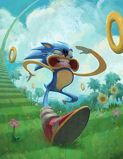 Sonic 3D-Illustration, Sonic, Run, Anime, Humor, HD-Hintergrundbild HD wallpaper