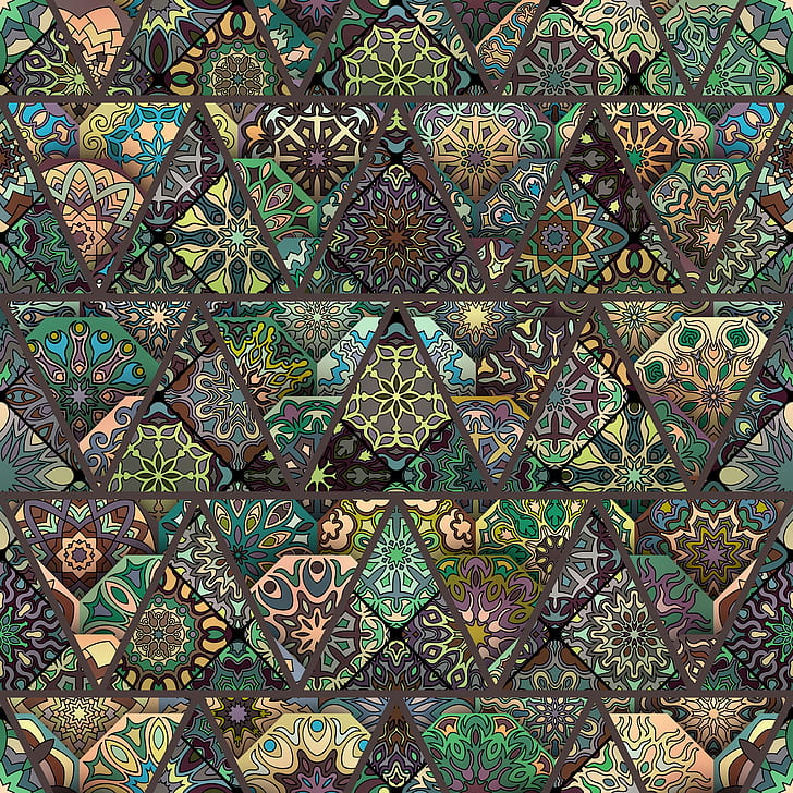 seni digital, segitiga, pola, tekstur, mosaik, Wallpaper HD