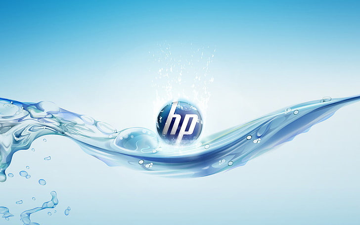 HP Splash, лого на HP, Компютри, HP, синьо, изпръскване, HD тапет