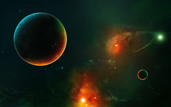 planet at galaxy wallpaper, planet, weltraum, weltraumkunst, HD-Hintergrundbild