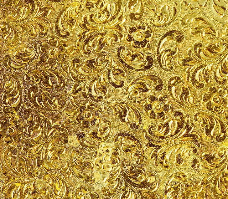 bingkai bunga berwarna emas, latar belakang, emas, pola, tekstur, emas, Wallpaper HD