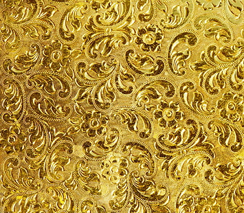 bingkai bunga berwarna emas, latar belakang, emas, pola, tekstur, emas, Wallpaper HD HD wallpaper
