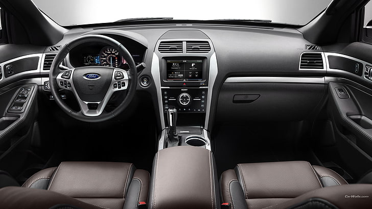 Interior del automóvil negro y gris, Ford Explorer, Fondo de pantalla HD