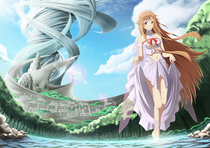 gadis anime, anime, karya seni, Sword Art Online, Yuuki Asuna, Wallpaper HD