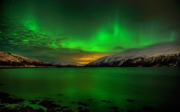 Northern Lights Over Lake-Photos HD Wallpaper | Wallpaperbetter