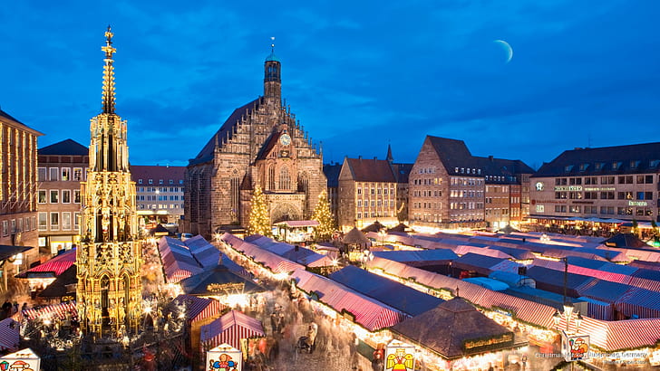 Noel Pazarı, Nürnberg, Almanya, Bayram, HD masaüstü duvar kağıdı
