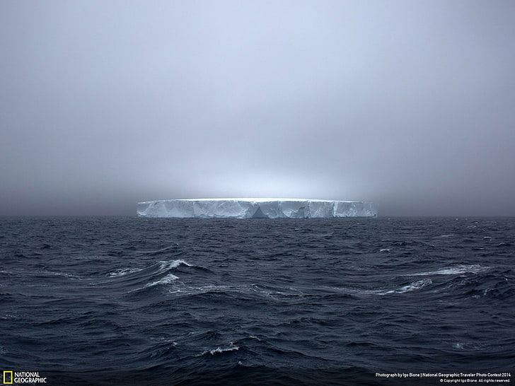 ورق جدران O gelo flutuante-National Geographic ، ورق جدران أبيض من الجليد بورغ، خلفية HD