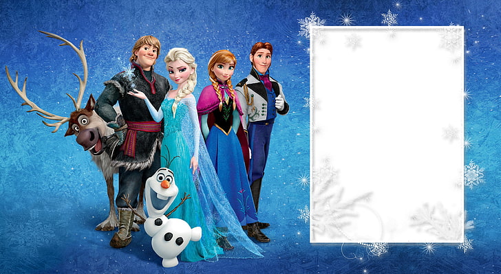 Frozen, anna, movie, elsa, snowman, iarna, winter, card, olaf, fantasy, disney, blue, HD wallpaper