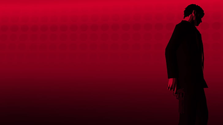 Cowboy Bebop Red Anime HD, silhouette photograph of man, cartoon/comic, anime, red, cowboy, bebop, HD wallpaper