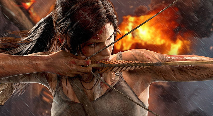 Tomb Raider - Lara Croft Bow ، خلفية Lara Croft الرقمية ، الألعاب ، Tomb Raider ، لعبة فيديو ، 2013، خلفية HD