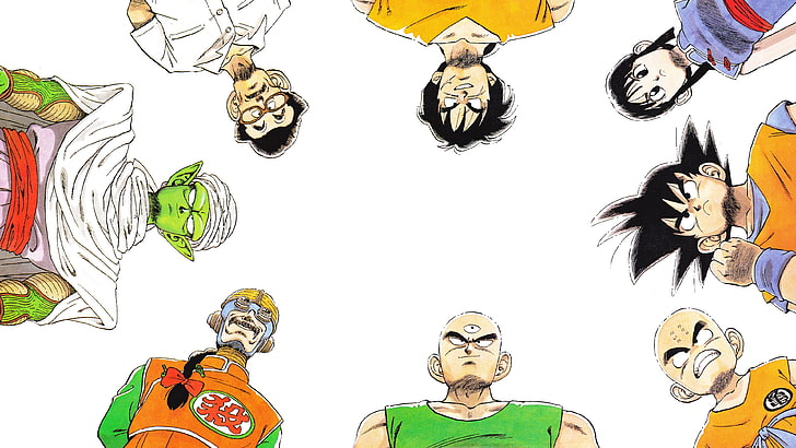 Ilustração de personagens de Dragon Ball Z, Dragon Ball Z, Goku Filho, Kuririn, Chi Chi, Tien Shinhan, Piccolo, Yamcha, HD papel de parede