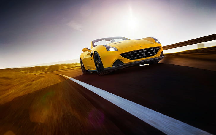 Ferrari California T, Novitec Rosso, carro, estrada, pôr do sol, HD papel de parede