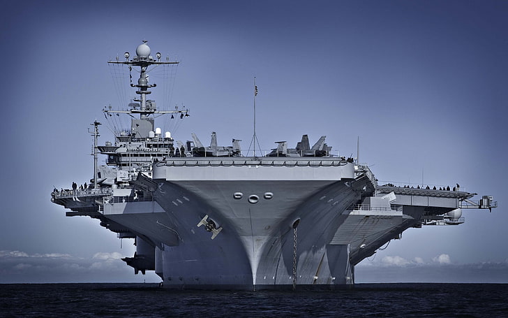 خلفية سفينة رمادية ، حاملة طائرات ، 'ميريكا ، مركبة عسكرية، خلفية HD