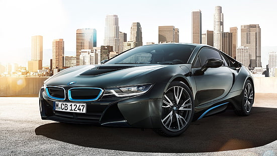 BMW, BMW i8, schwarze Autos, Fahrzeug, Auto, HD-Hintergrundbild HD wallpaper
