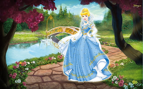 Cinderella in the garden, cinderella illustration, Cinderella, Garden, Disney, HD wallpaper HD wallpaper
