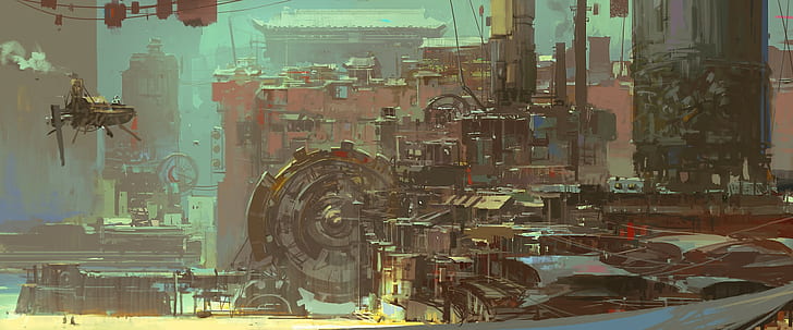 Kunstwerk, futuristische Stadt, HD-Hintergrundbild