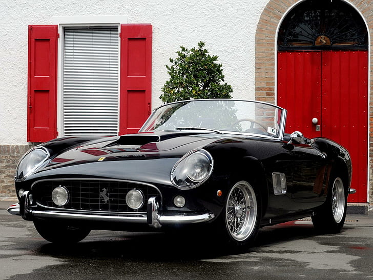 Ferrari California, Ferrari, negro, antiguo, california, clásico, coches, Fondo de pantalla HD